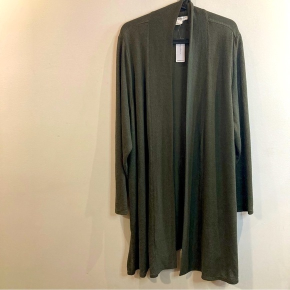 IN EVERY STORY Sz 2X Slinky Open  Front Ribbed Front Long Line Cardigan NEW - Picture 1 of 8